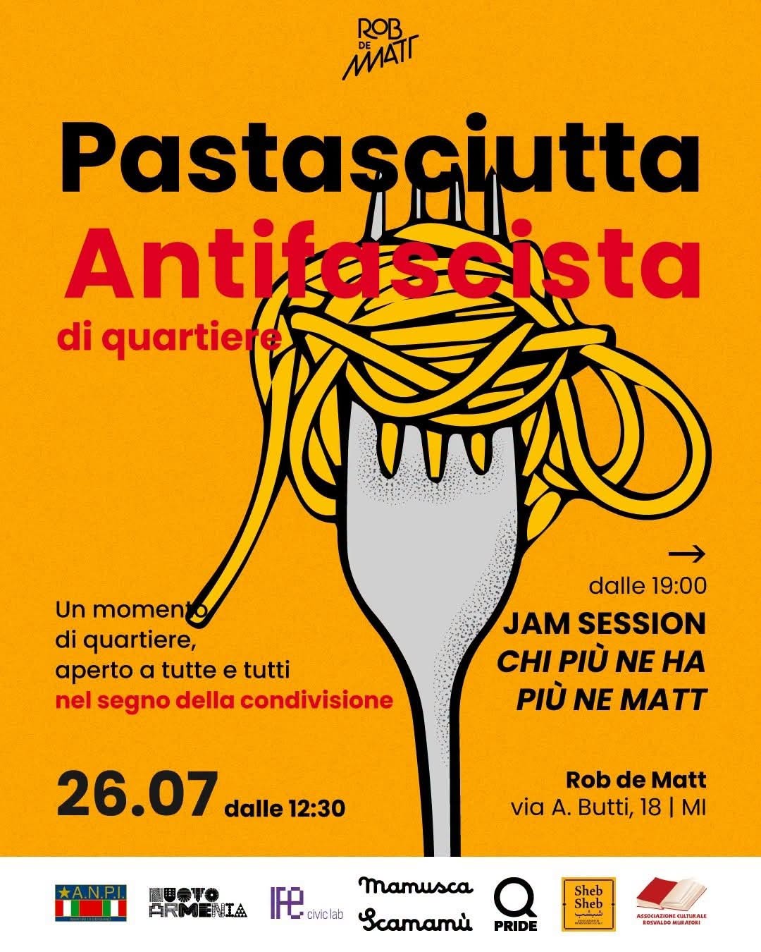 Pastasciutta antifascista – Domenica 26 luglio 2026